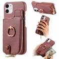 thumbnail image 1 of ELEHOLD for iPhone 11 Luxury Leather Wallet Case with Back Flip Card Slots RFID Blocking Zipper Cash Pocket Stand Function Ring Holder Support Magnetic Car Mount Shockproof Case,purple, 1 of 9