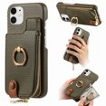 thumbnail image 1 of ELEHOLD for iPhone 11 Luxury Leather Wallet Case with Back Flip Card Slots RFID Blocking Zipper Cash Pocket Stand Function Ring Holder Support Magnetic Car Mount Shockproof Case,armygreen, 1 of 9