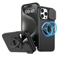 thumbnail image 1 of ELEHOLD for iPhone 11 Magnetic Case,Rugged Hard PC Protective Case with Rotation Ring Holder Kickstand Sliding Camera Protector Compatible with Mag Safe for  iPhone 11, Black, 1 of 6