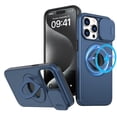 thumbnail image 1 of ELEHOLD for iPhone 11 Magnetic Case,Rugged Hard PC Protective Case with Rotation Ring Holder Kickstand Sliding Camera Protector Compatible with Mag Safe for  iPhone 11, Blue, 1 of 6