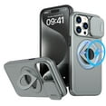 thumbnail image 1 of ELEHOLD for iPhone 11 Magnetic Case,Rugged Hard PC Protective Case with Rotation Ring Holder Kickstand Sliding Camera Protector Compatible with Mag Safe for  iPhone 11, Gray, 1 of 6