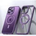 thumbnail image 1 of ELEHOLD for iPhone 11 Magnetic Clear Case Transparent Clear Back Cover with Invisible 360 Rotation Ring Kickstand Matte Bumper Shockproof Protective Cover Compatible with Mag Safe,darkpurple, 1 of 6