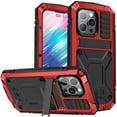 thumbnail image 1 of ELEHOLD for iPhone 11 Pro Max 6.5 Inch 2019 Case, Heavy Duty Armor Built-in Explosion-Proof Tempered Glass Screen Protector Wireless Charging Hang Rope Hidden Kickstand Shockproof Rugged Case,Red, 1 of 8