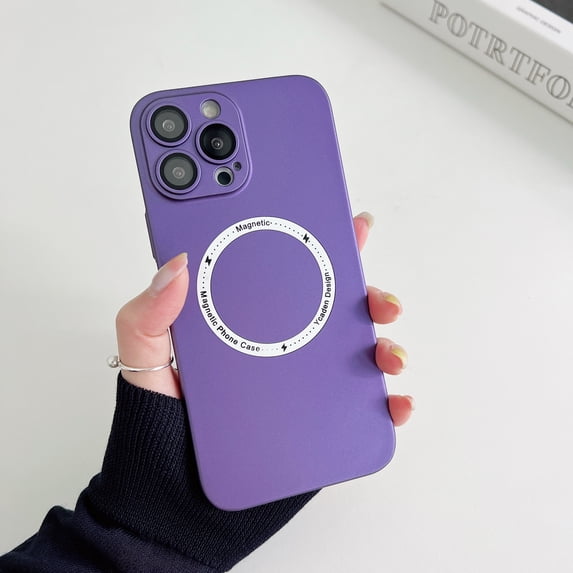 ELEHOLD for iPhone 11 Pro Max 6.5 inch Slim Case, Built-in Magnetic Ring Compatible with MagSafe Support Wireless Charging Lens Protective Film Screen Protection Anti-Scratch Shockproof Case,Purple