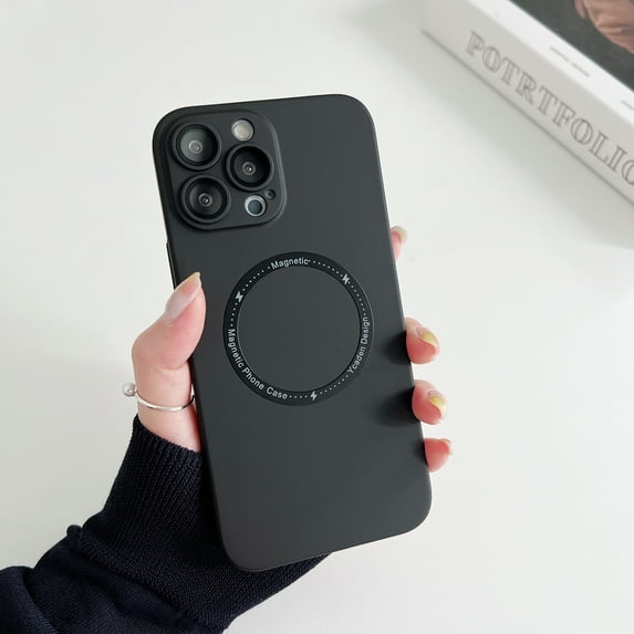 ELEHOLD for iPhone 11 Pro Max 6.5 inch Slim Case, Built-in Magnetic Ring Compatible with MagSafe Support Wireless Charging Lens Protective Film Screen Protection Anti-Scratch Shockproof Case,Black