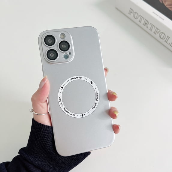 ELEHOLD for iPhone 11 Pro Max 6.5 inch Slim Case, Built-in Magnetic Ring Compatible with MagSafe Support Wireless Charging Lens Protective Film Screen Protection Anti-Scratch Shockproof Case,Silver