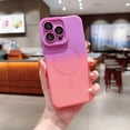 thumbnail image 1 of ELEHOLD for iPhone 11 Pro Max Case Liquid Silicone Case with Camera Lens Protective Film Gradient Color Magnetic Compatible with MagSafe Charging Slim Shockproof Case,Purple+Pink, 1 of 6