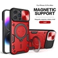 thumbnail image 1 of ELEHOLD for iPhone 11 Pro Max, Case with Slide Camera Lens Protector,Built-in 360° Rotate Ring Stand Magnetic Shockproof Hard PC Cover,Support Magnetic Car Mount, red, 1 of 7