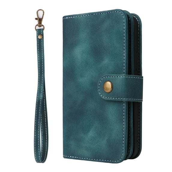 ELEHOLD for iPhone 11 Pro Max Flip Leather Wallet Case with Card Holders Kickstand Magnetic Clasp Lanyard Crossbody Shoulder Strap Shockproof Protective Case,Blue