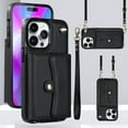 thumbnail image 1 of ELEHOLD for iPhone 11 Pro Max Multi-Functional Wallet Case Organ Card Slots RFID Blocking Stand Function Wrist Strap Crossbody Shoulder Strap Shockproof Purse Case,black, 1 of 8