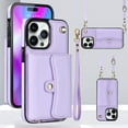 thumbnail image 1 of ELEHOLD for iPhone 11 Pro Max Multi-Functional Wallet Case Organ Card Slots RFID Blocking Stand Function Wrist Strap Crossbody Shoulder Strap Shockproof Purse Case,purple, 1 of 8