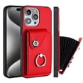 thumbnail image 1 of ELEHOLD for iPhone 11 Pro Max Wallet Case PU Leather Organ Card Slots Holders Magnetic Button Finger Ring Holder Stand Shockproof Full Protective Case,red, 1 of 7