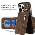 thumbnail image 1 of ELEHOLD For iPhone 11 Pro, Wallet Case with Card Slot Holder,RFID Blocking,Built-in 360°Rotating Ring Kickstand Zipper Retro Purse Shockproof Case Cover, brown, 1 of 8