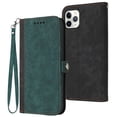 thumbnail image 1 of ELEHOLD for iPhone 11 Pro Wallet Case with Detachable Wrist Strap Handbag, Luxury PU Leather Flip Soft TPU Built-in Magnetic Card Slots Kickstand Function Shockproof Case,Darkgreen, 1 of 7