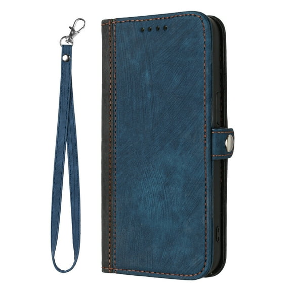 ELEHOLD for iPhone 11 Wallet Case with Detachable Wrist Strap Handbag, Luxury PU Leather Flip Soft TPU Built-in Magnetic Card Slots Kickstand Function Shockproof Case,Blue