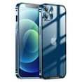 thumbnail image 1 of ELEHOLD for iPhone 12 6.1 Inch Case with Buckle Safety Lock, Slim Metal Bumper Frame Matte Clear PC Back Glass Lens Film All-Inclusive Camera Lens Full Protection Case for iPhone 12,Blue, 1 of 8