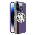 thumbnail image 1 of ELEHOLD for iPhone 12 Case with Carbon Fiber Texture, MagSafe-Compatible Case with Built-in Stand Camera Lens Protector, Slim Shockproof Protective Cover with Logo Window,Purple White, 1 of 6