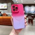 thumbnail image 1 of ELEHOLD for iPhone 12 Case Liquid Silicone Case with Camera Lens Protective Film Gradient Color Magnetic Compatible with MagSafe Charging Slim Shockproof Case,Rose+Purple, 1 of 6