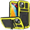 thumbnail image 1 of ELEHOLD for iPhone 12 Mini 5.4 Inch 2020 Case, Heavy Duty Armor Built-in Explosion-Proof Tempered Glass Screen Protector Wireless Charging Hang Rope Hidden Kickstand Shockproof Rugged Case,Yellow, 1 of 8