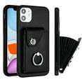 thumbnail image 1 of ELEHOLD for iPhone 12 Mini Wallet Case PU Leather Organ Card Slots Holders Magnetic Button Finger Ring Holder Stand Shockproof Full Protective Case,black, 1 of 7