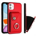 thumbnail image 1 of ELEHOLD for iPhone 12 Mini Wallet Case PU Leather Organ Card Slots Holders Magnetic Button Finger Ring Holder Stand Shockproof Full Protective Case,red, 1 of 7