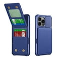 thumbnail image 1 of ELEHOLD for iPhone 12 Pro / 12 6.1" Case, PU Leather Magnetic Button Closure Credit Card Holder Slots Stand Function Wallet Shock-Absorbent Shockproof Phone Case for iPhone 12 Pro / 12 6.1" ,Darkblue, 1 of 6