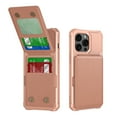 thumbnail image 1 of ELEHOLD for iPhone 12 Pro / 12 6.1" Case, PU Leather Magnetic Button Closure Credit Card Holder Slots Stand Function Wallet Shock-Absorbent Shockproof Phone Case for iPhone 12 Pro / 12 6.1" ,Rosegold, 1 of 6