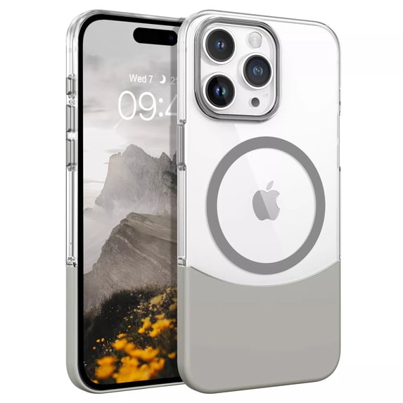 ELEHOLD for iPhone 12 Pro / 12 6.1" Magnetic Case,Compatible with Mag Safe Accessories, Not-Yellowing Hard Transparent Back Slim Shockproof Protective Case for iPhone 12 Pro / 12 6.1",Gray