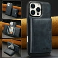 thumbnail image 1 of ELEHOLD For iPhone 12 Pro / 12 6.1" PU Leather Magnetic Shockproof Case, MagSafe Compatible, with Magnetic Detachable Credit Card Wallet, Kickstand Function, Blue, 1 of 8