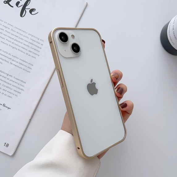 ELEHOLD for iPhone 12 Pro / 12 6.1 inch Metal Bumper Case, Frosting Matte Metal Frame Case Soft TPU Inner Support Wireless Charging Non-Slip Slim Case for iPhone 12 Pro/iPhone 12, Gold