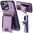 thumbnail image 1 of ELEHOLD for iPhone 12 Pro / 12 Flip Back Card Slots Wallet Case Premium Retro Leather Soft Shockproof Stand Function Slim Lightweight Business Style for Women Men Case,purple, 1 of 6