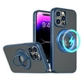 thumbnail image 1 of ELEHOLD for iPhone 12 Pro / 12 6.1" Case Matte Magnetic Clear Back Slim Thin Lightweight with Folding Ring Kickstand Shockproof Protective Case Compatible with Mag Safe for iPhone 12 Pro / 12,blue, 1 of 6