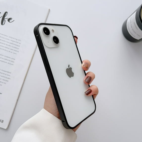 ELEHOLD for iPhone 12 Pro / 12 6.1 inch Metal Bumper Case, Frosting Matte Metal Frame Case Soft TPU Inner Support Wireless Charging Non-Slip Slim Case for iPhone 12 Pro/iPhone 12, Black