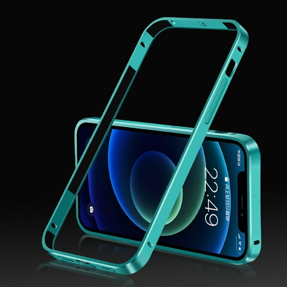 ELEHOLD for iPhone 12 Pro / 12 6.1 inch Metal Bumper Case, Frosting Matte Metal Frame Case Soft TPU Inner Support Wireless Charging Non-Slip Slim Case for iPhone 12 Pro/iPhone 12, Green