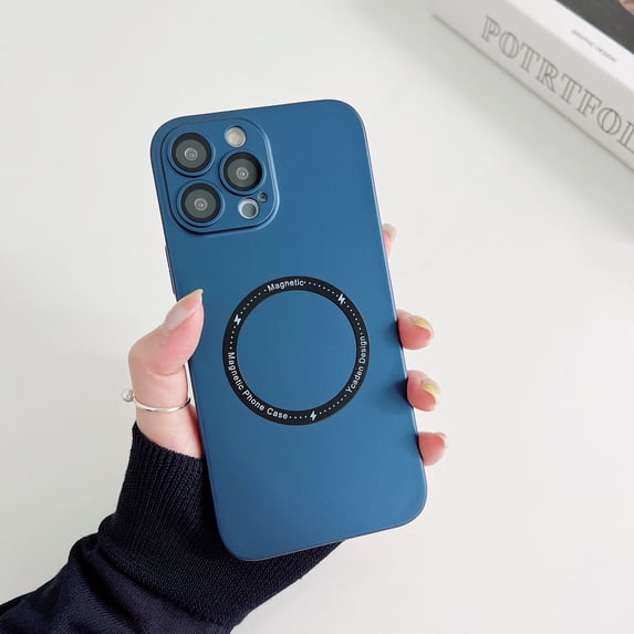 ELEHOLD for iPhone 12 Pro 6.1 inch Slim Case, Built-in Magnetic Ring Compatible with MagSafe Support Wireless Charging Lens Protective Film Screen Protection Anti-Scratch Shockproof Case,Darkblue
