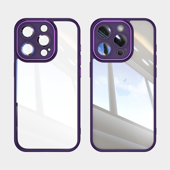 ELEHOLD for iPhone 12 Pro Case,Camera Lens Protector Crystal Clear Non-Yellowing Shockproof Anti-Scratch Transparent Hard Back Slim Fit Case for iPhone 12 Pro,Darkpurple