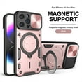 thumbnail image 1 of ELEHOLD for iPhone 12 Pro, Case with Slide Camera Lens Protector,Built-in 360° Rotate Ring Stand Magnetic Shockproof Hard PC Cover,Support Magnetic Car Mount, pink, 1 of 7