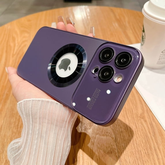 ELEHOLD for iPhone 12 Pro, Compatible with MagSafe Case,Acrylic Window Glass Camera Lens Protector,Shookproof Lightweight Anti-fingerprint Slim Matte Cover, purple