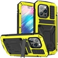 thumbnail image 1 of ELEHOLD for iPhone 12 Pro Max 6.7 Inch 2020 Case, Heavy Duty Armor Built-in Explosion-Proof Tempered Glass Screen Protector Wireless Charging Hang Rope Hidden Kickstand Shockproof Rugged Case,Yellow, 1 of 8