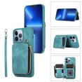 thumbnail image 1 of ELEHOLD for iPhone 12 Pro Max 6.7 inch Luxury Zipper Wallet Case with Card Slots Zipper Pocket Kickstand Function Wriststrap Crossbody Shoulder Strap Shockproof Purse Case,Green, 1 of 7