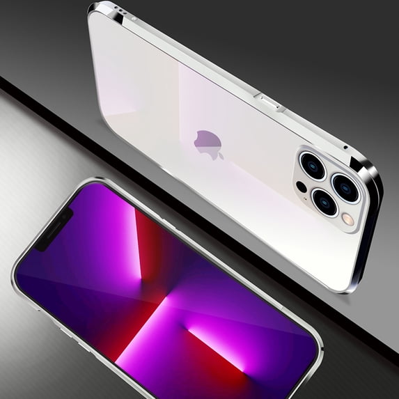ELEHOLD for iPhone 12 Pro Max Aluminum Frame Metal Bumper Slim Hard Case, Metal Frame Armor Bumper Raised Edge Protection Anti-Drop No-Back Case for iPhone 12 Pro Max 6.7 inch 2020, Silver