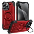 thumbnail image 1 of ELEHOLD for iPhone 12 Pro Max Case, Compatible with Mag safe Accessories, Strong Magnetic Military-Grade Drop Protection Invisible Kickstand Shockproof Protective Phone Case,Red, 1 of 7
