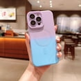 thumbnail image 1 of ELEHOLD for iPhone 12 Pro Max Case Liquid Silicone Case with Camera Lens Protective Film Gradient Color Magnetic Compatible with MagSafe Charging Slim Shockproof Case,Purple+Blue, 1 of 6