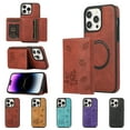 thumbnail image 1 of ELEHOLD for iPhone 12 Pro Max Case PU Leather 2-in-1 Multi-Functional with Magnetic Detachable Card Holder Leaf Pattern Drop Protection Shockproof Wallet Case Compatible with Mag Safe,winered, 1 of 9