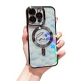 thumbnail image 1 of ELEHOLD for iPhone 12 Pro Max Case Plating Clear Case with Glitter Design Camera Lens Protetive Film Laser Paper Compatible with MagSafe Charging Shockproof Slim Case,black, 1 of 6