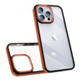 thumbnail image 1 of ELEHOLD for iPhone 12 Pro Max Case Transparent Crystal Clear Back Case Carbon Fiber Texture Bumper Shockproof Protective Slim Anti-Yellowing Cover for iPhone 12 Pro Max,orange, 1 of 7