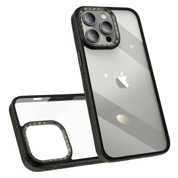 ELEHOLD for iPhone 12 Pro Max Case Transparent Crystal Clear Back Case Carbon Fiber Texture Bumper Shockproof Protective Slim Anti-Yellowing Cover for iPhone 12 Pro Max,gray