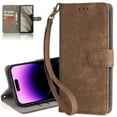 thumbnail image 1 of ELEHOLD for iPhone 12 Pro Max Wallet Case with RFID Blocking Card Holder, iPhone 12 Pro Max Case Wallet with Wristlet Strap Durable PU Leather Magnetic Flip Folio Shockproof Cover for Women Men,Brown, 1 of 1