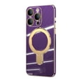 thumbnail image 1 of ELEHOLD for iPhone 12 Pro Plating Magnetic Case Slim Thin Shockproof with Metal Ring Holder Folding Kickstand All-Inclusive Lens Protection Mag Safe Compatible Protective Cover,darkpurple, 1 of 9