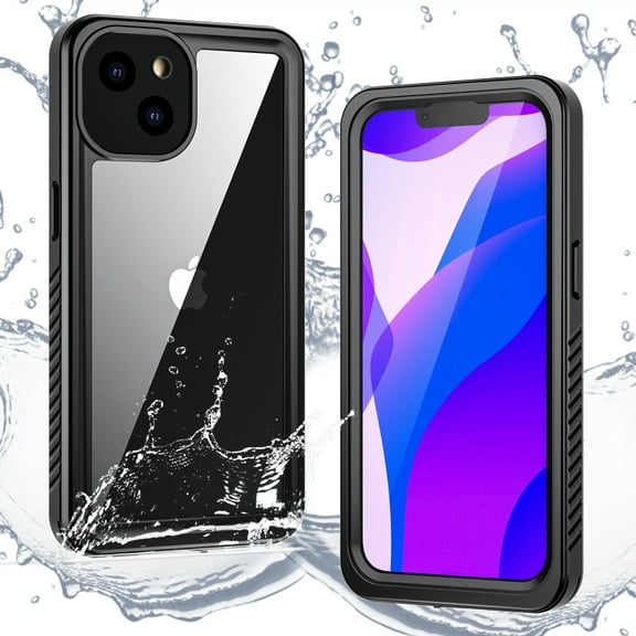ELEHOLD for iPhone 12 Waterproof Case, Built-in Screen Protector Support Wireless Charging 360 Full Body Protection 12 FT Military Grade Anti-Drop Shockproof Rugged Case, Black